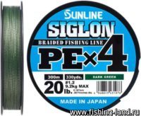 Шнур Sunline Siglon PE X4 300м 1,7 dark green